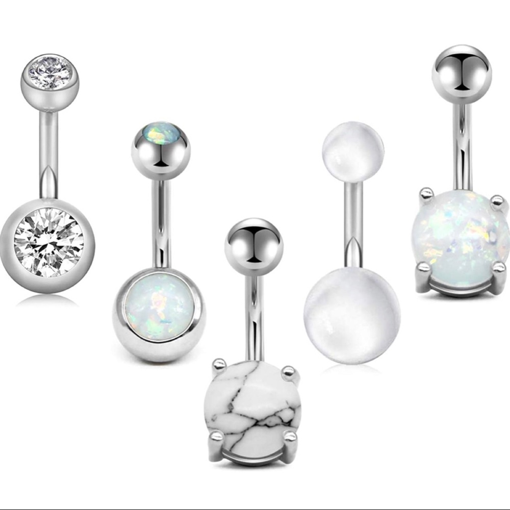 2 pack silver sparkly bellybutton piercing rings